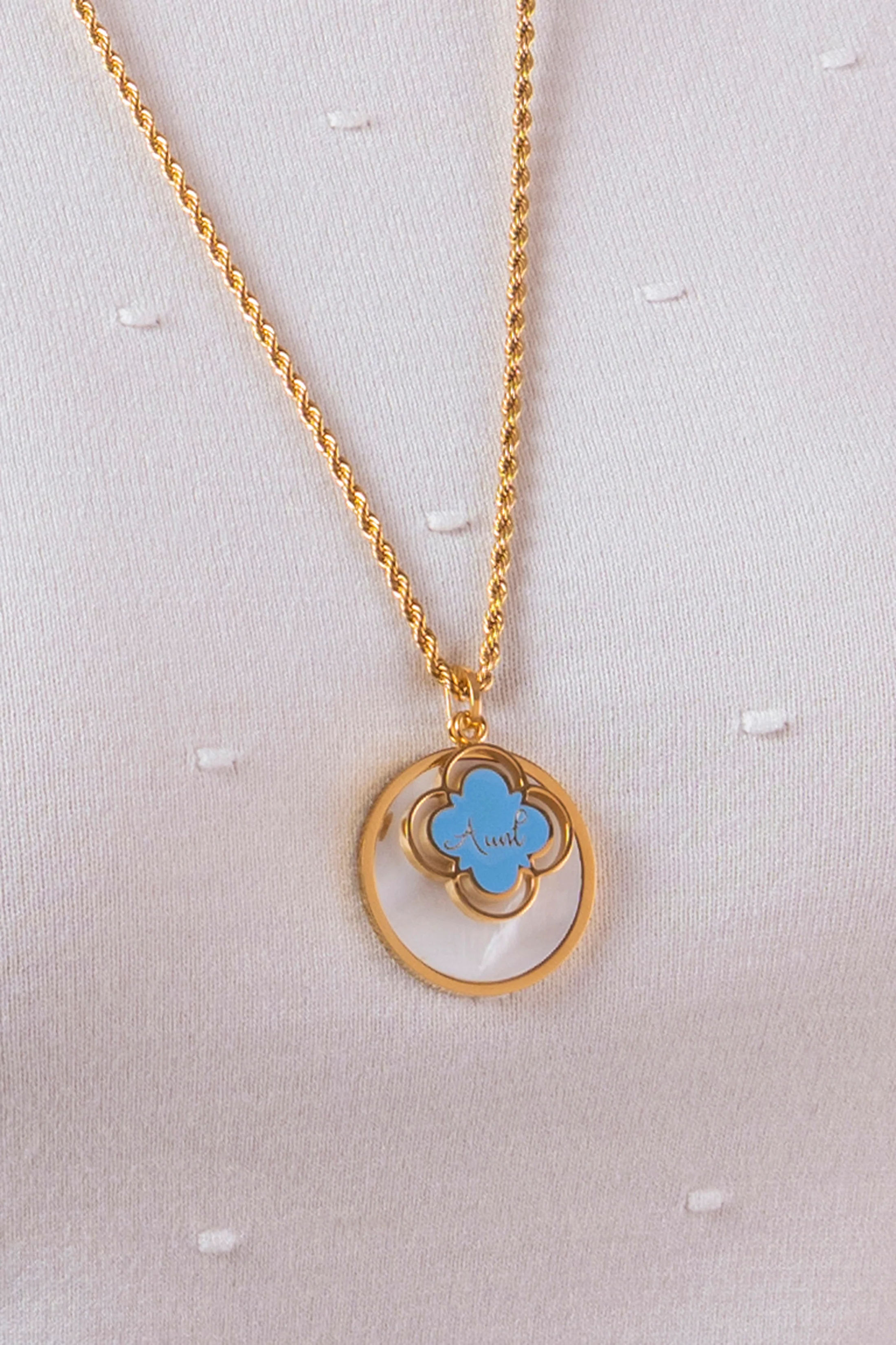 "Aunt" Blue Enamel Pendant - Image 5