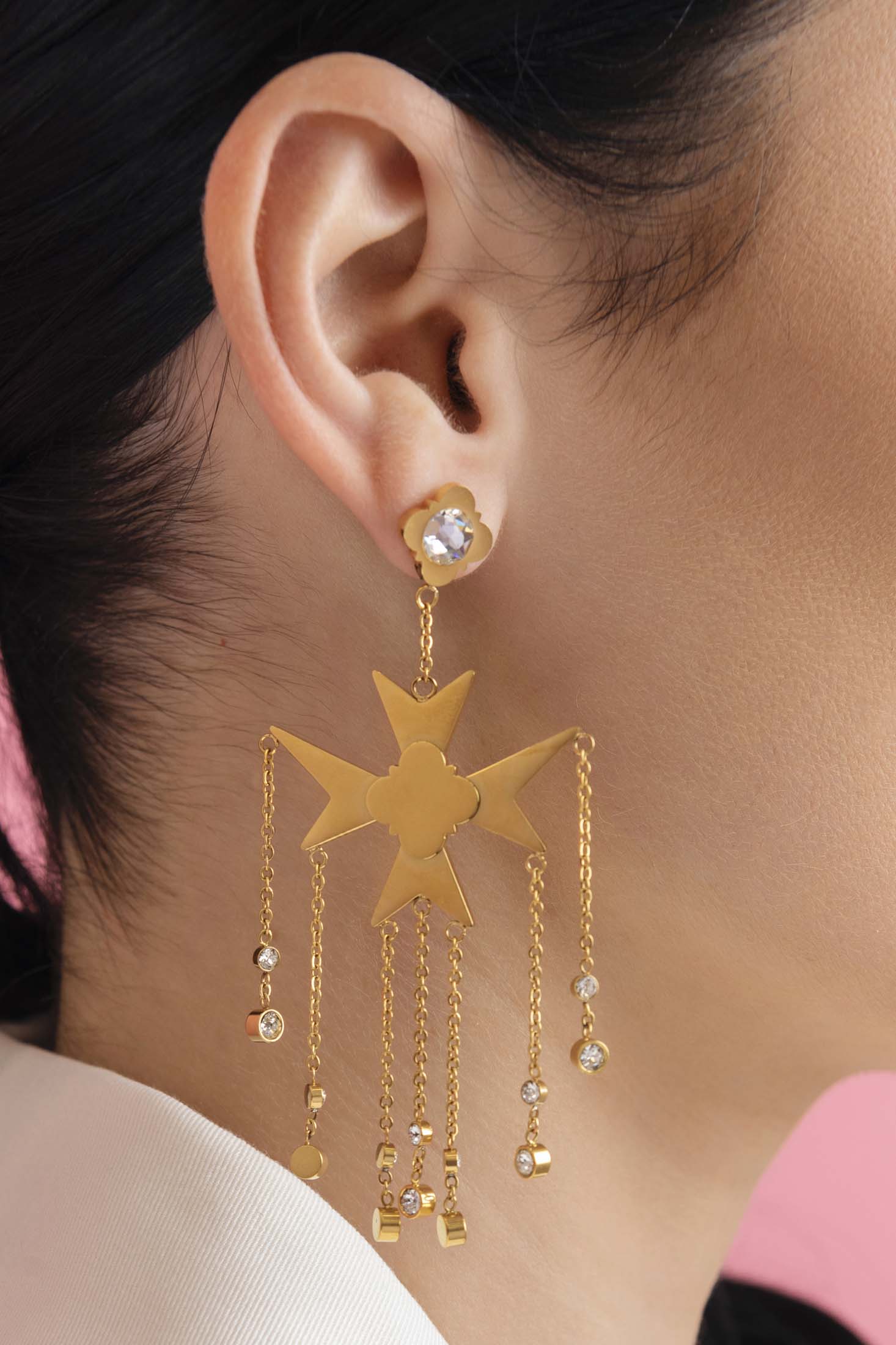 Maltese Cross Chandelier Earring Set - Image 3