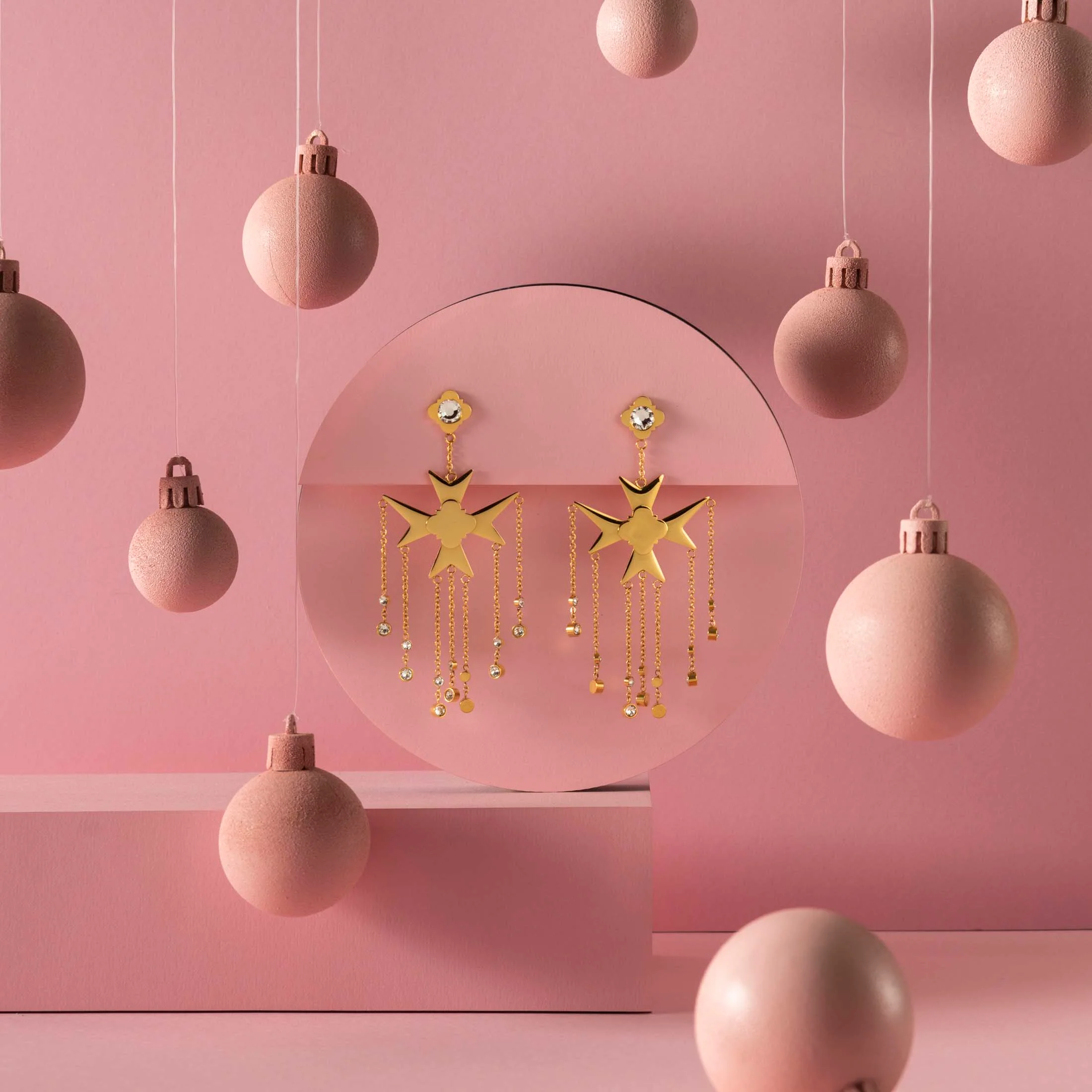 Maltese Cross Chandelier Earring Set - Image 4