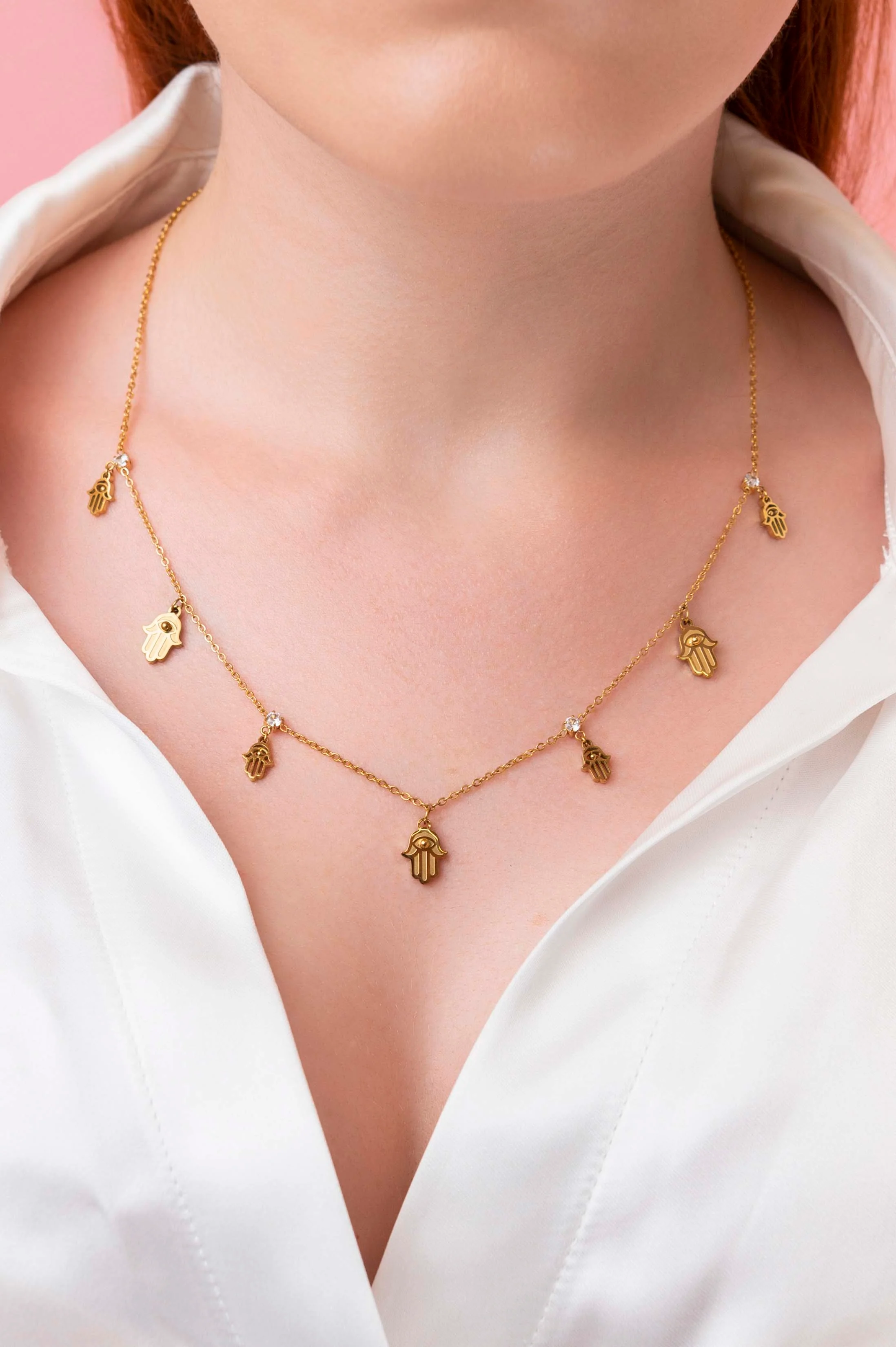 Hamsa Eye Multi Charm Necklace - Image 3