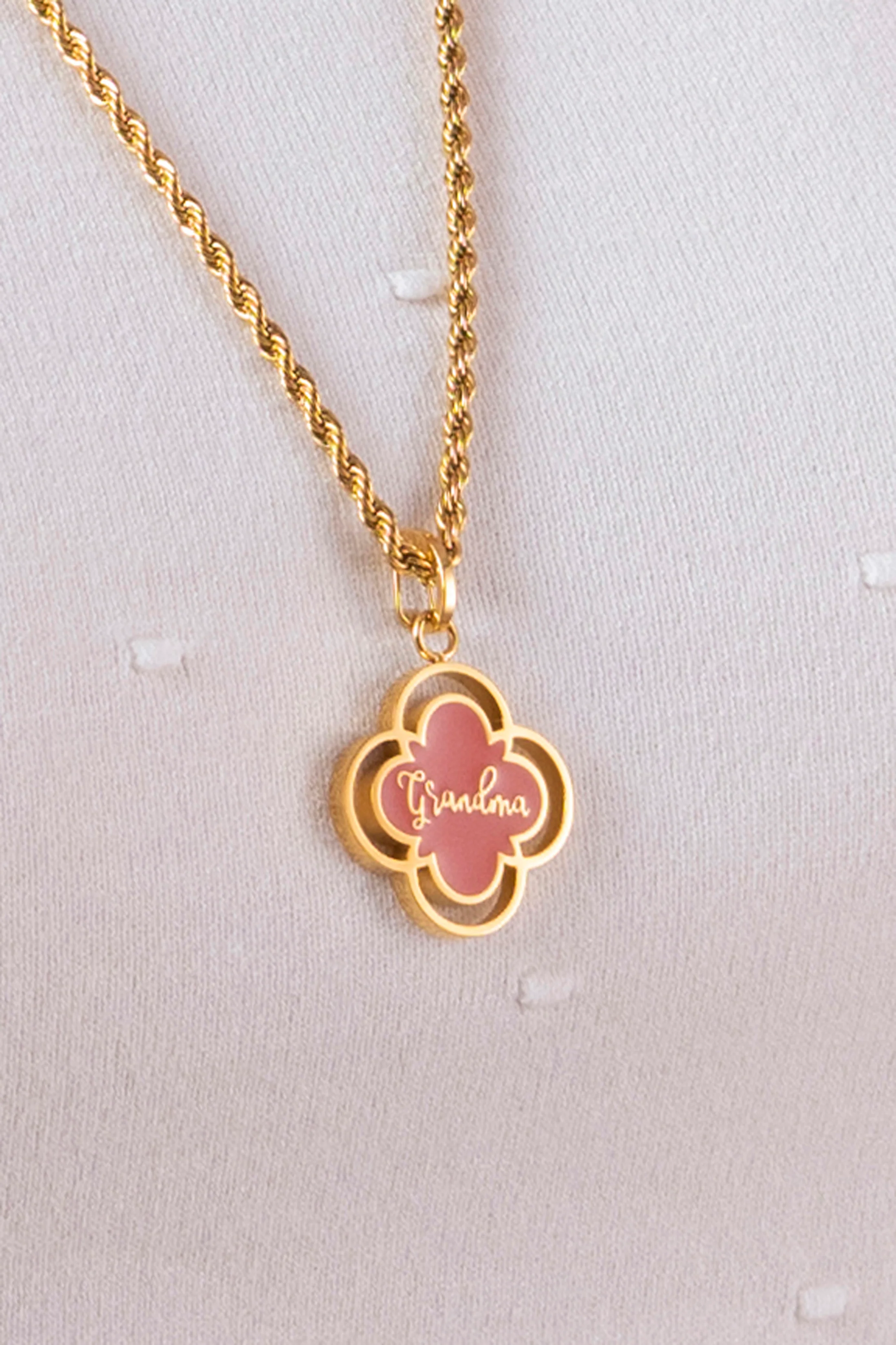"Grandma" Pink Enamel Pendant - Image 3