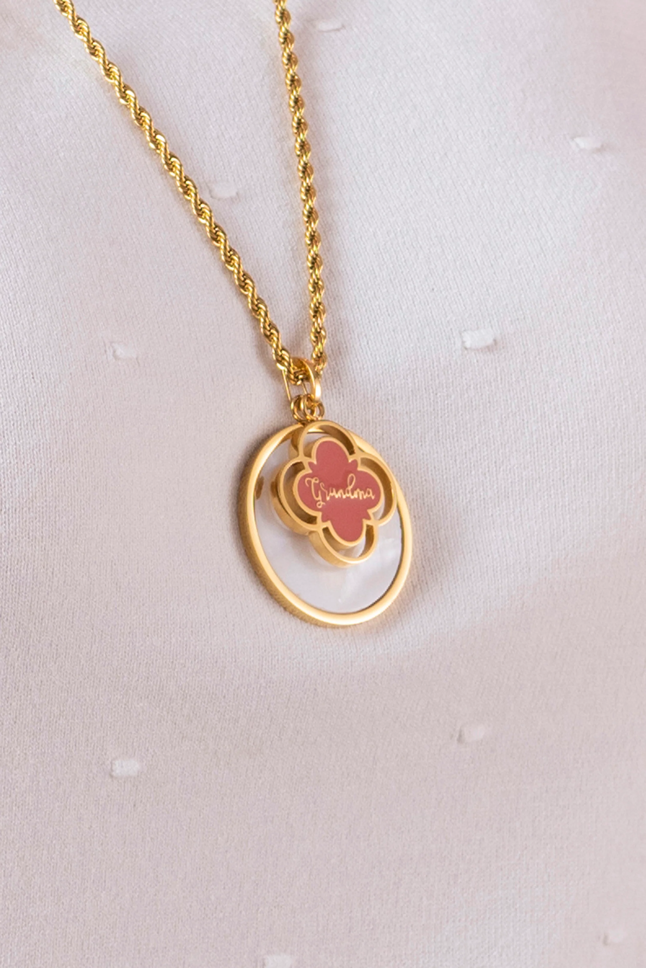 "Grandma" Pink Enamel Pendant - Image 5