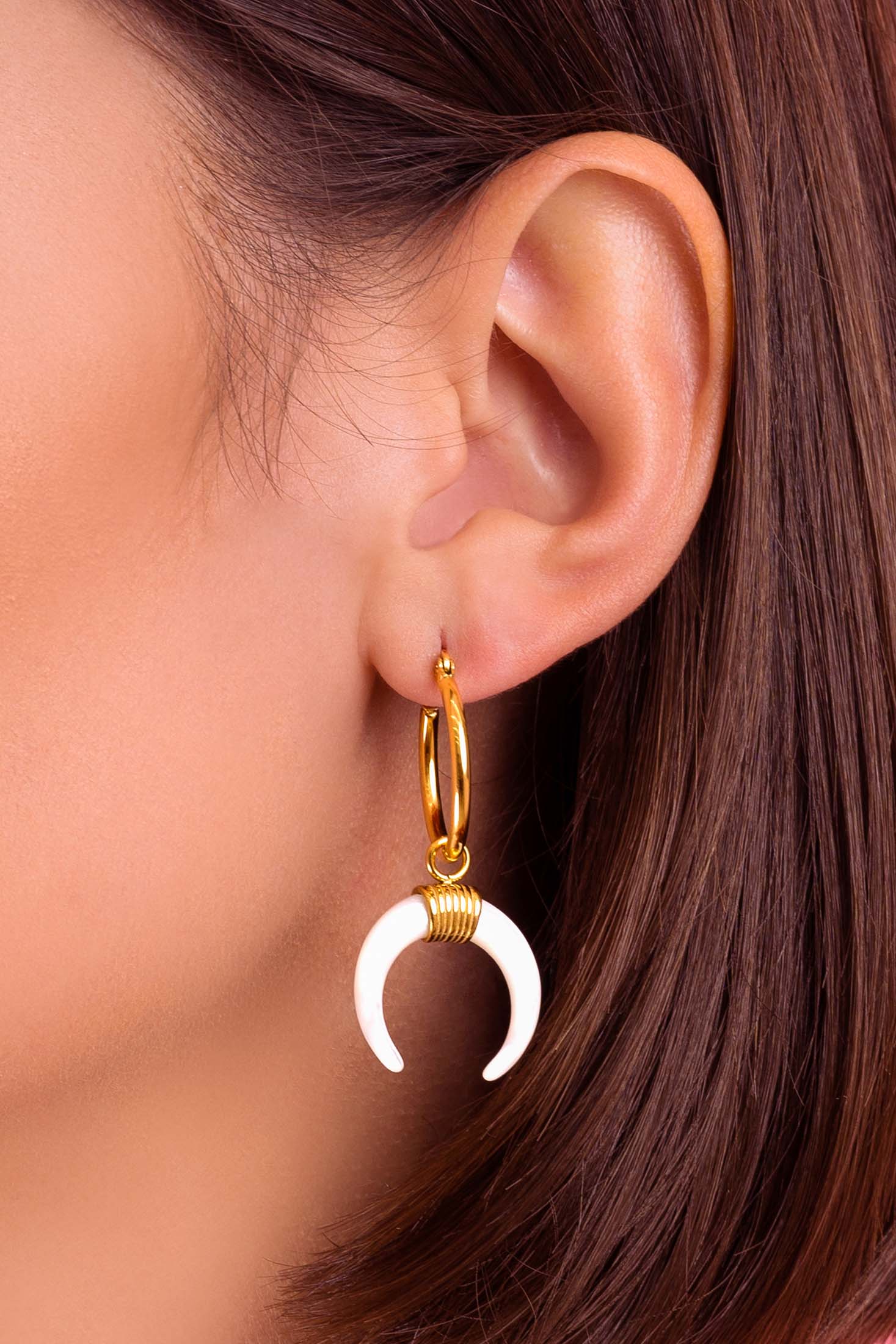 Crescent Mother of Pearl Horn Charm Pendant - Image 4