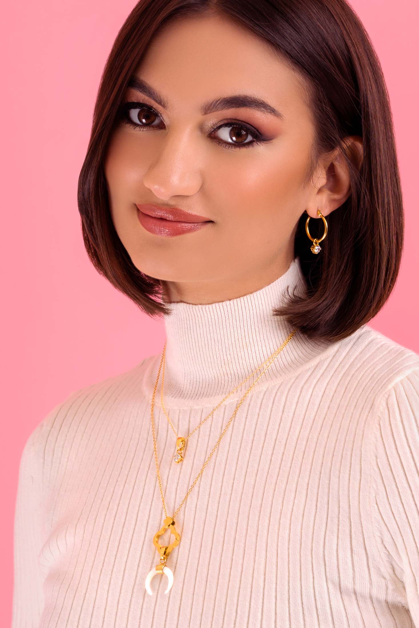 Crescent Mother of Pearl Horn Charm Pendant - Image 5