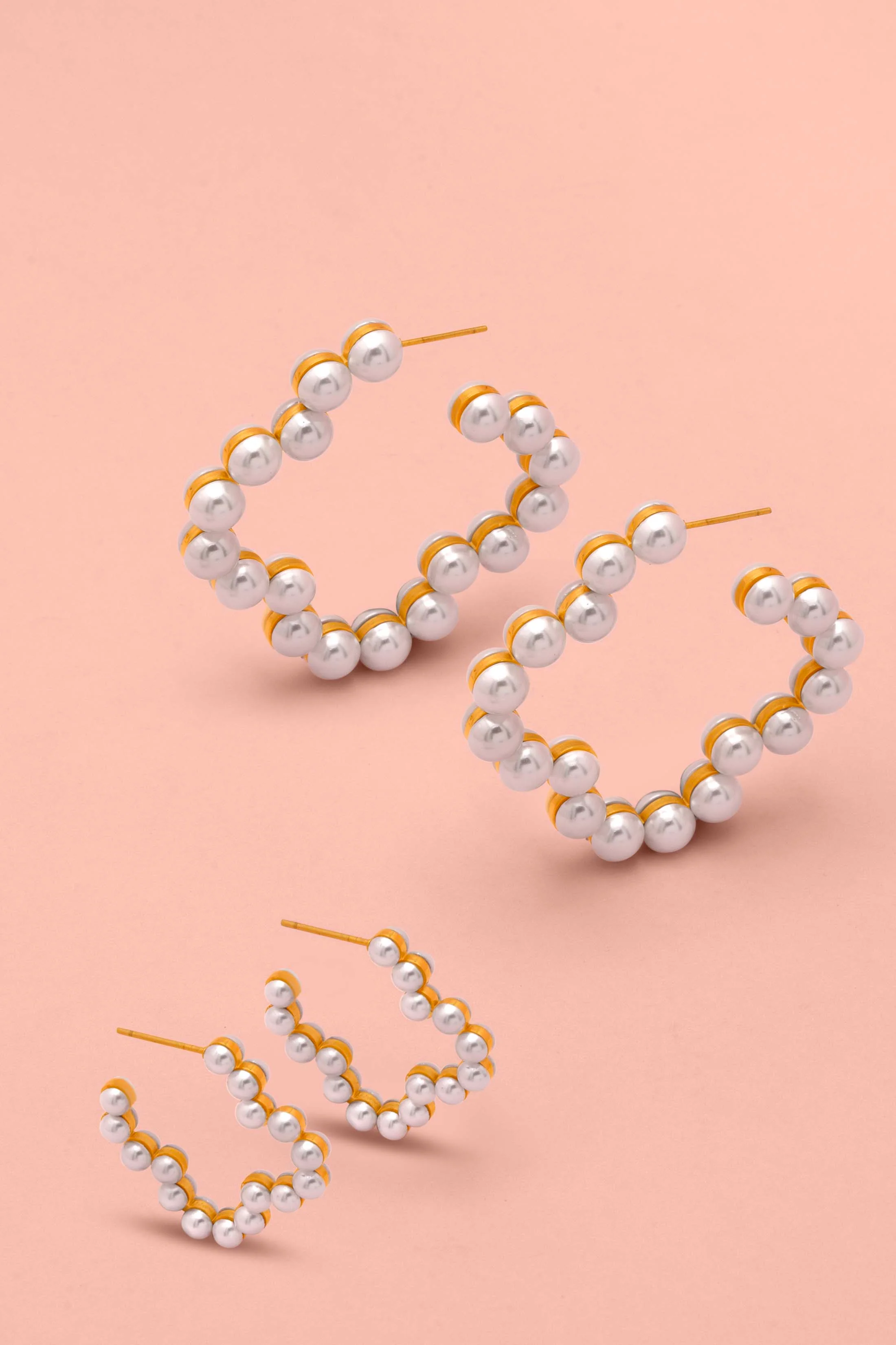 Racquel's Petite Pearl Logo hoop Earring Set - Image 5