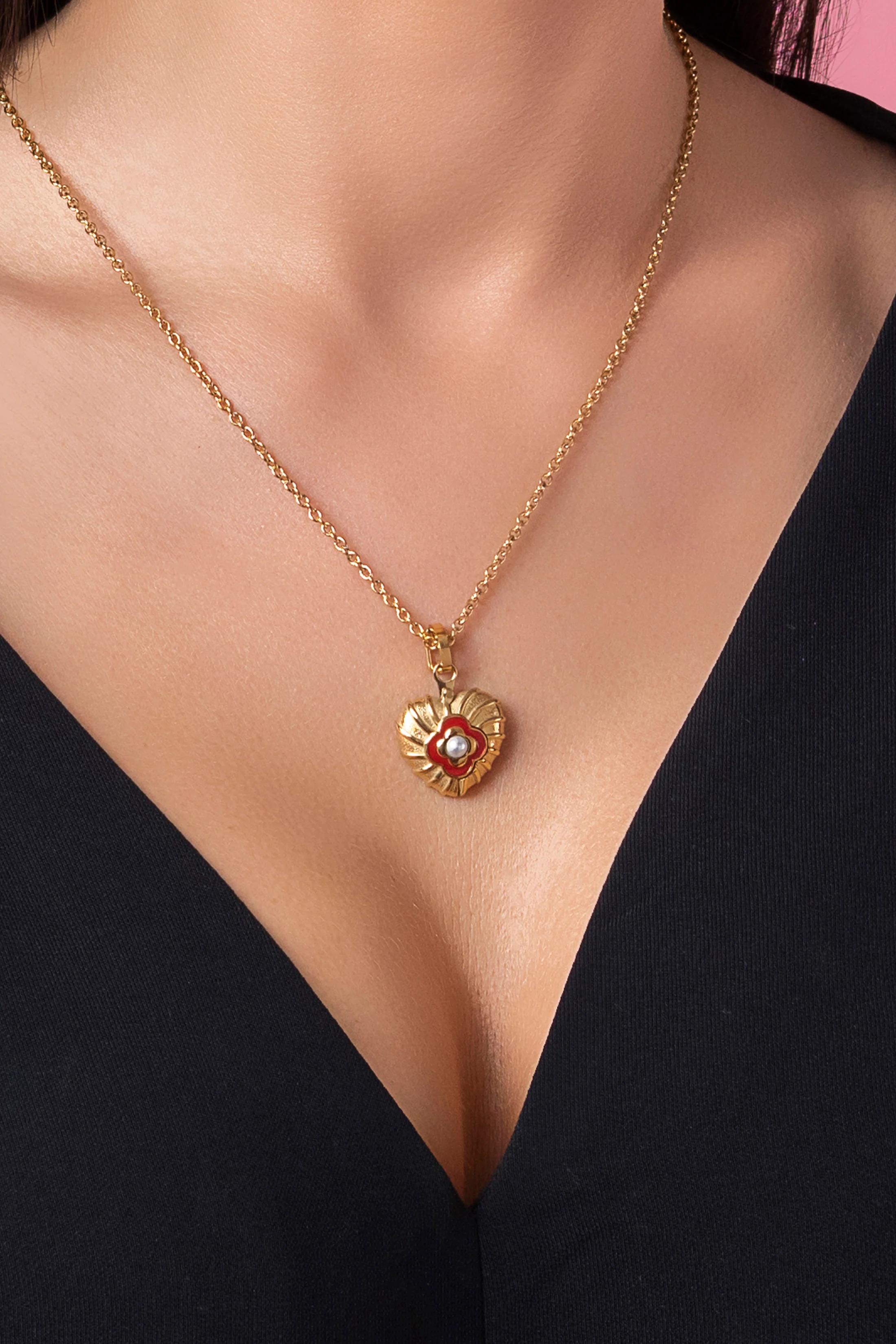 Red Heart Enamel Engravable Pendant - Image 3