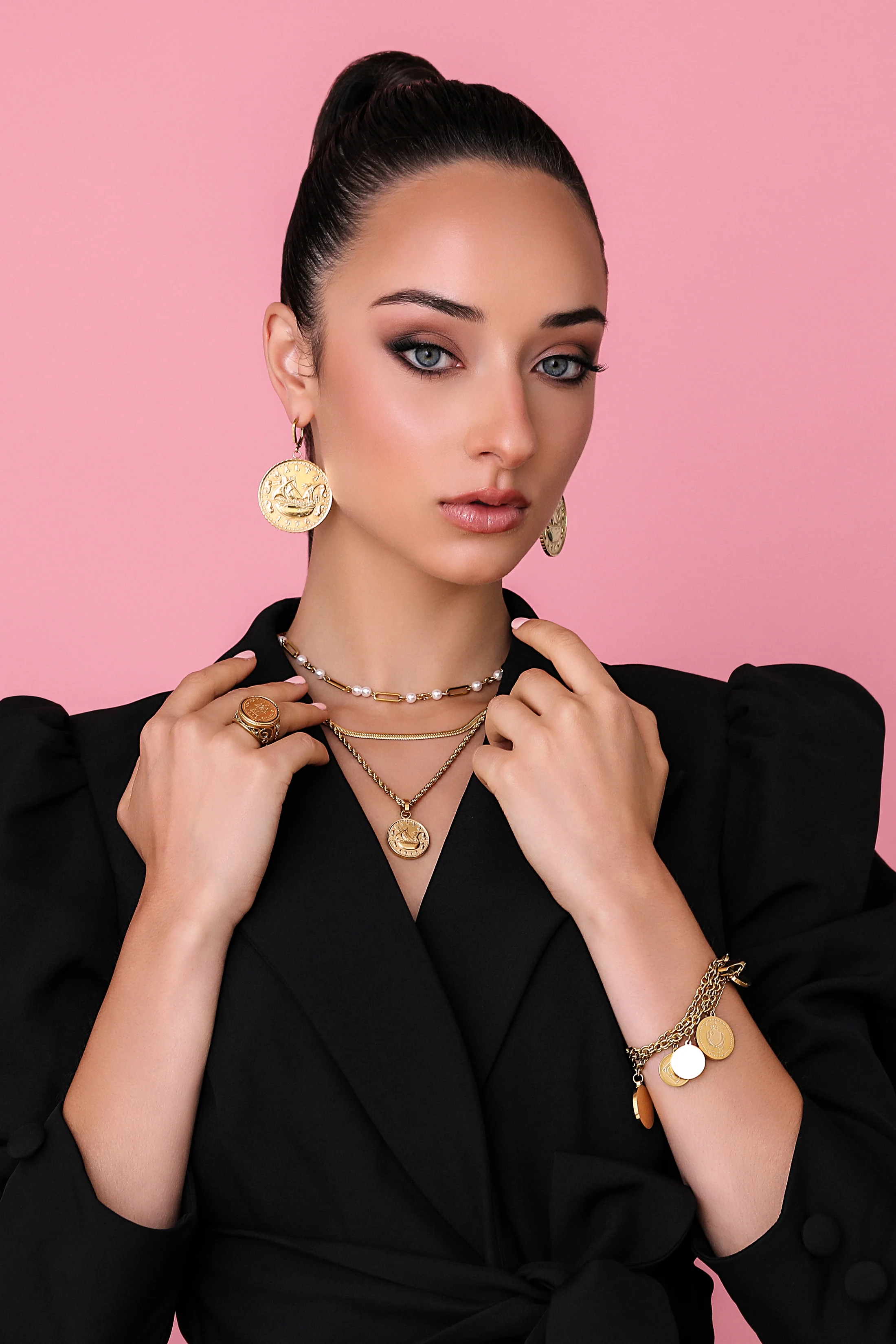 Xini Coin Embossed Statement Earrings - Image 5