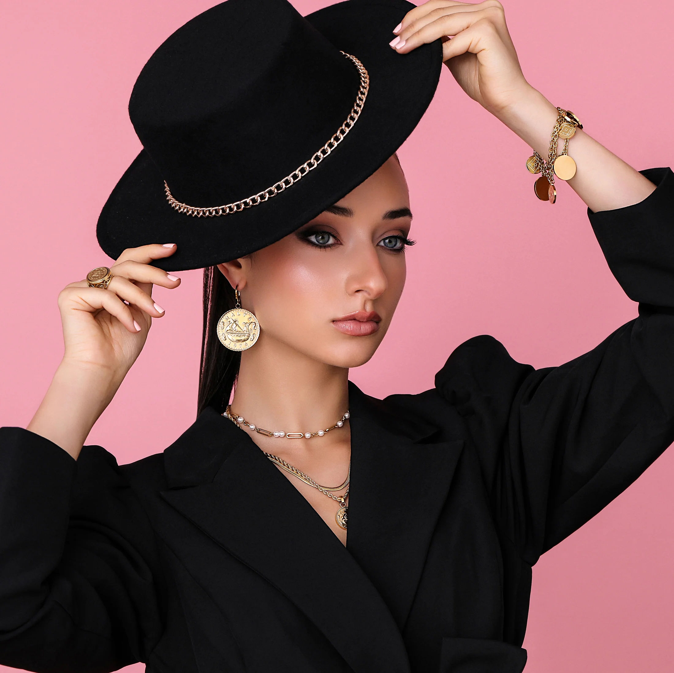 Xini Coin Embossed Statement Earrings - Image 7